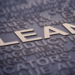 Letters forming a mirage with 'Lean' as the largest word, symbolizing Lean management